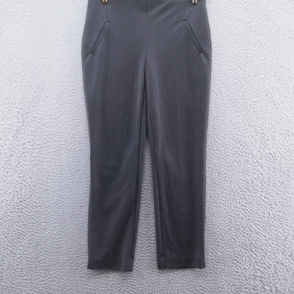 Chicos Fabulously Slimming Grey Grid Ankle Pants Size 0 US 4 Pull On Slim Leg